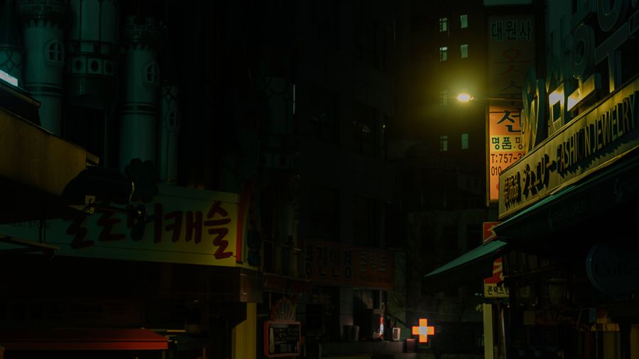 深夜无人的小巷，短剧《雨夜追凶》悬疑氛围图